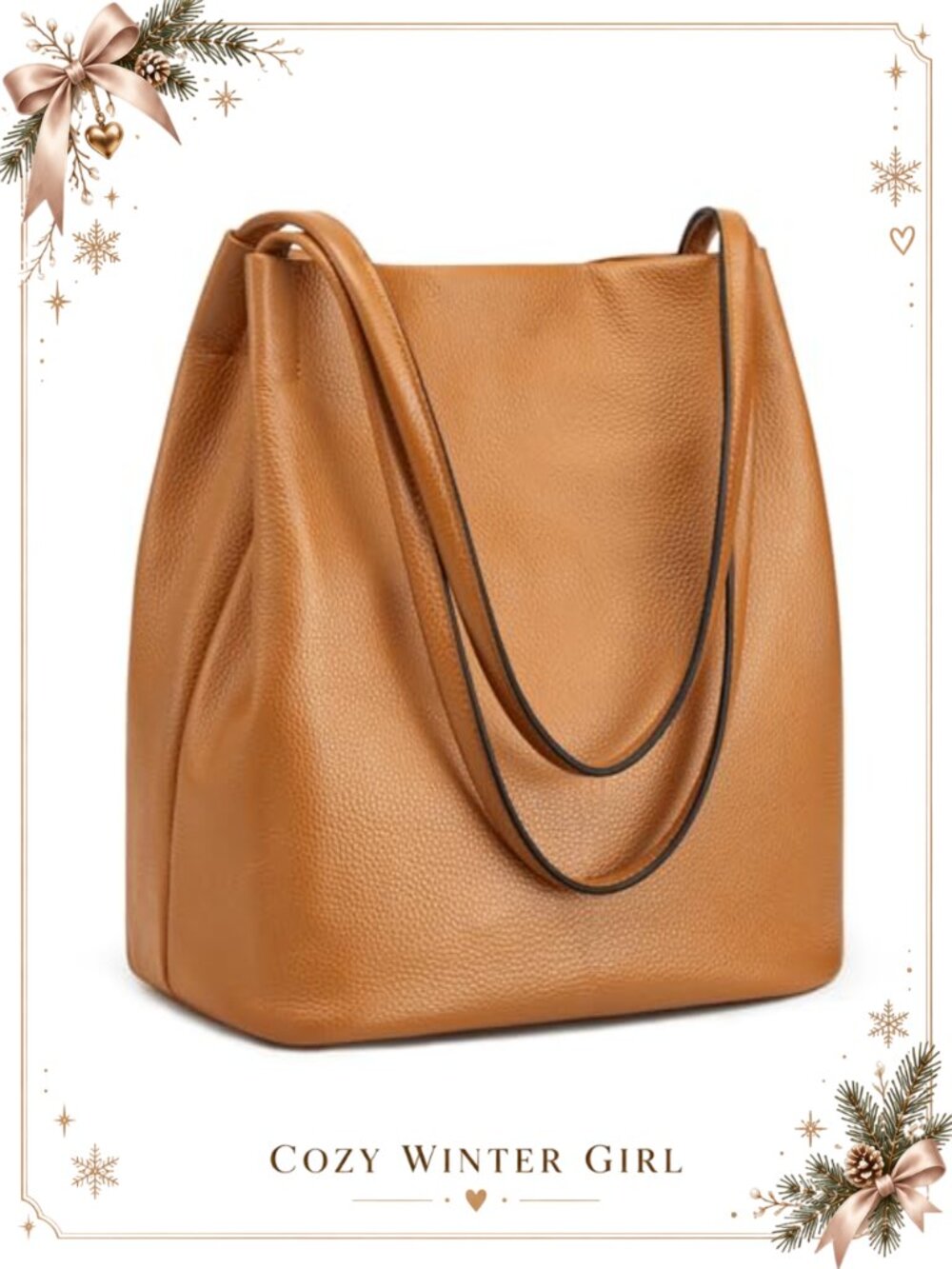 Genuine Leather Tote Shoulder Bag Magnetic Snap Medium Handbag